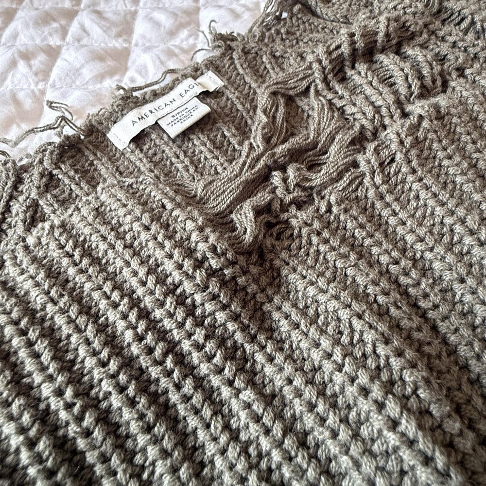 Y2K American Eagle Street Utility Distressed Comfy‎ Army Green Sweater Size